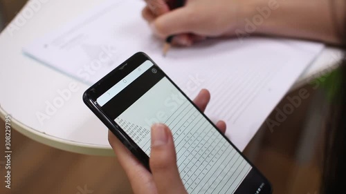 closeup of woman using mobile phone