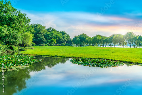 Park, lake, grassland and forest..