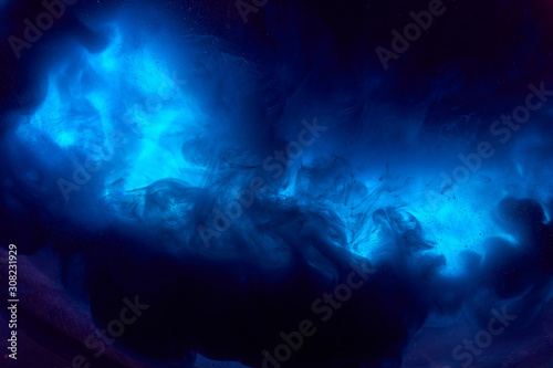 Abstract blue night outer space background. Galaxy stars fantastic sky universe
