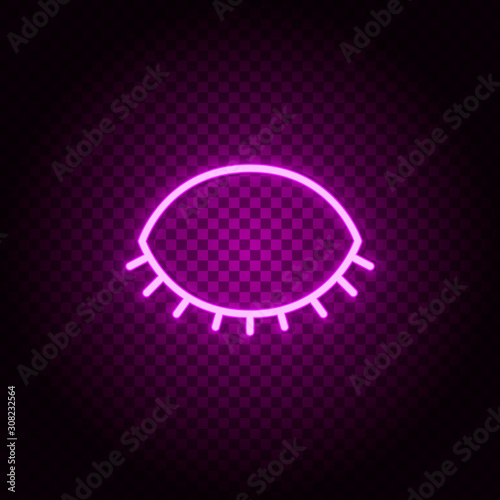 Eye, sleep vector icon. Retro style neon vector icon. Vector icon on transparency background