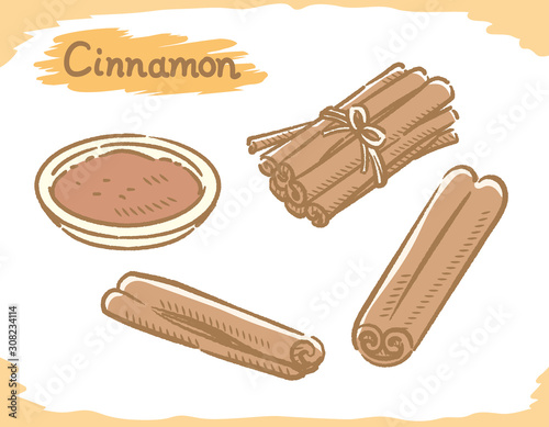 Cinnamon isolated on white.