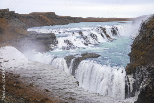 Gullfoss waterfall. Famous waterfall in southwest of Iceland.