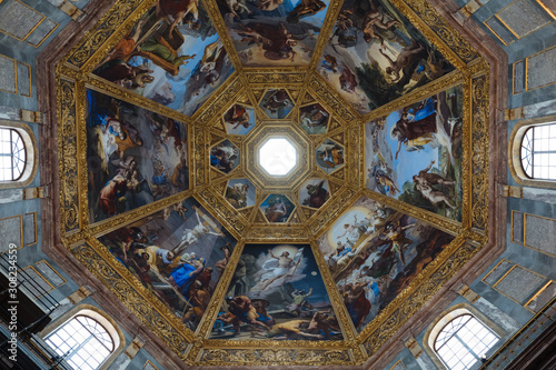 Panoramic view of interior cupola of the Medici Chapels  Cappelle Medicee 