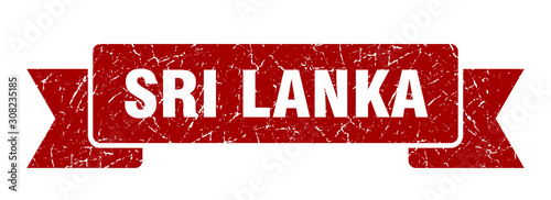 Sri Lanka ribbon. Red Sri Lanka grunge band sign