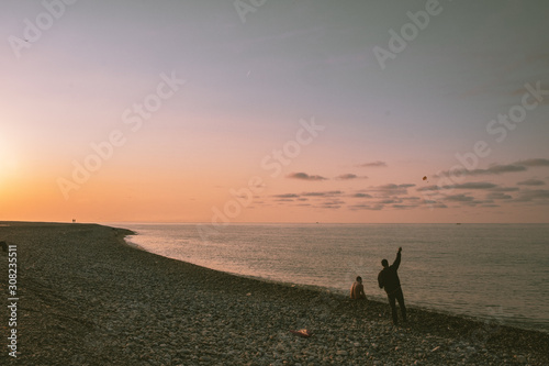 man on beach  batumi  Black sea