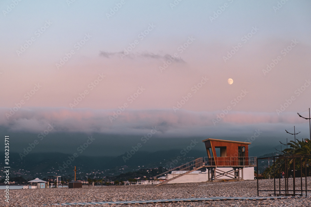 sunset on the beach, batumi, Black sea sunset on the beach, batumi, Black sea