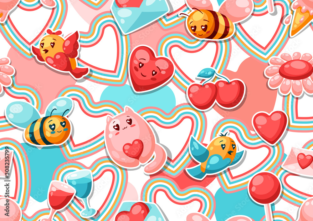 Happy Valentine Day seamless pattern.