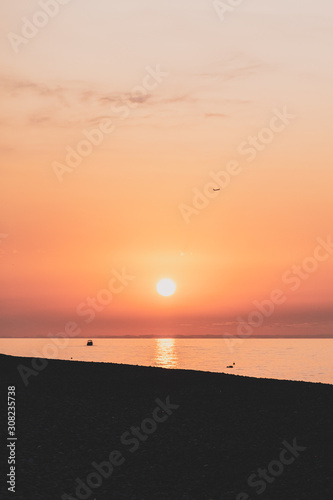 sunset on the beach, batumi, Black sea