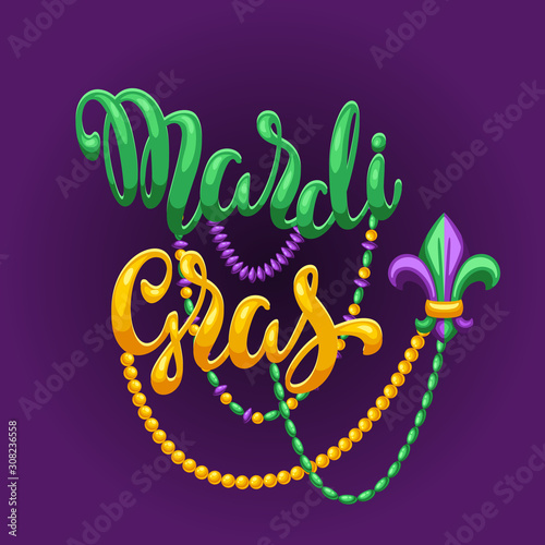 Mardi Gras party greeting or invitation card. Fototapeta