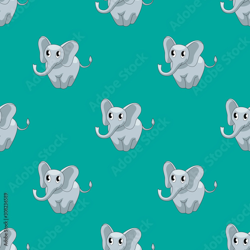 Seamless pattern of cute little elephant