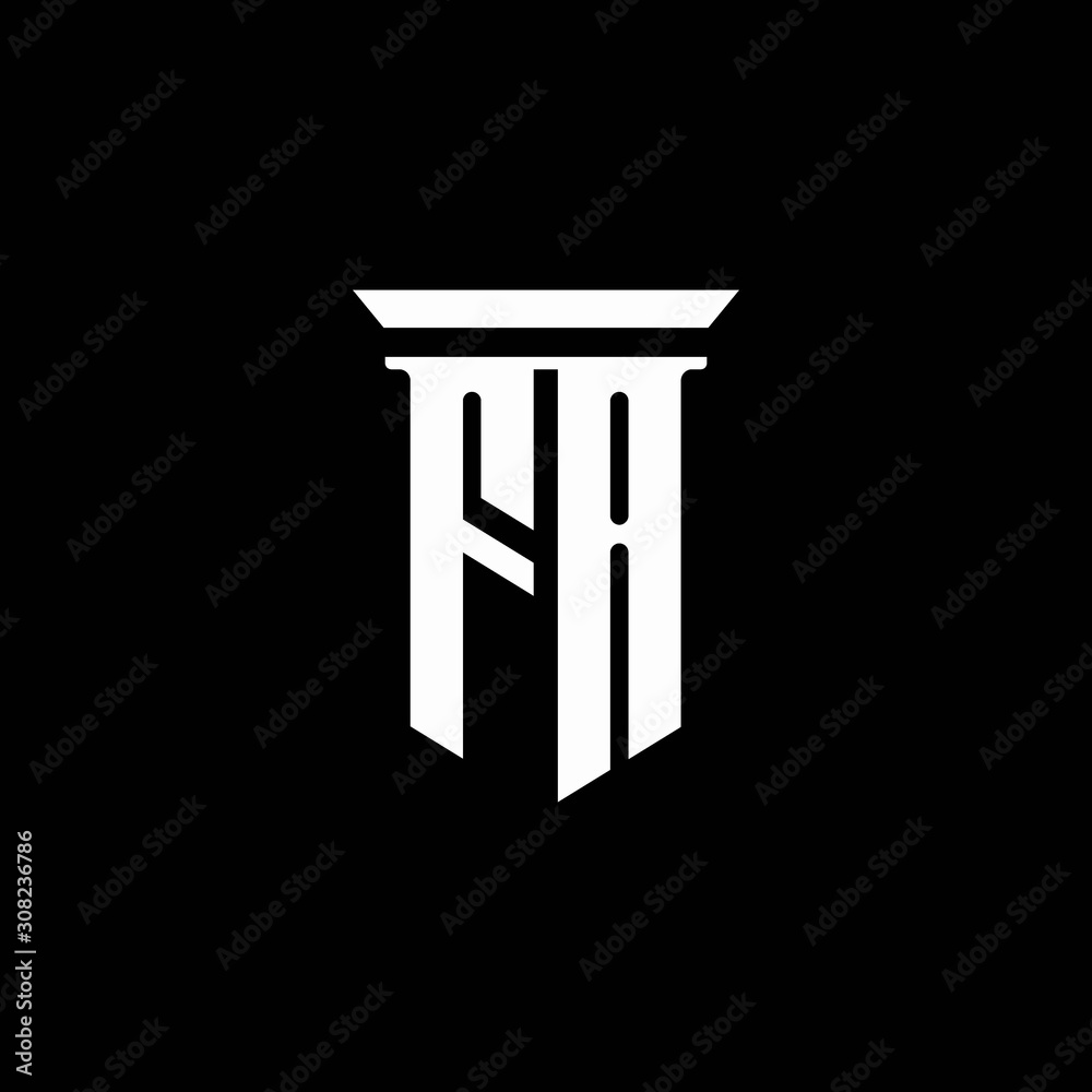 FA monogram logo with emblem style isolated on black background