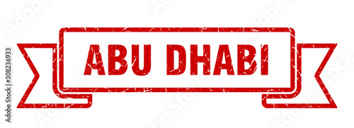 Abu Dhabi ribbon. Red Abu Dhabi grunge band sign