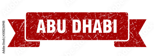 Abu Dhabi ribbon. Red Abu Dhabi grunge band sign