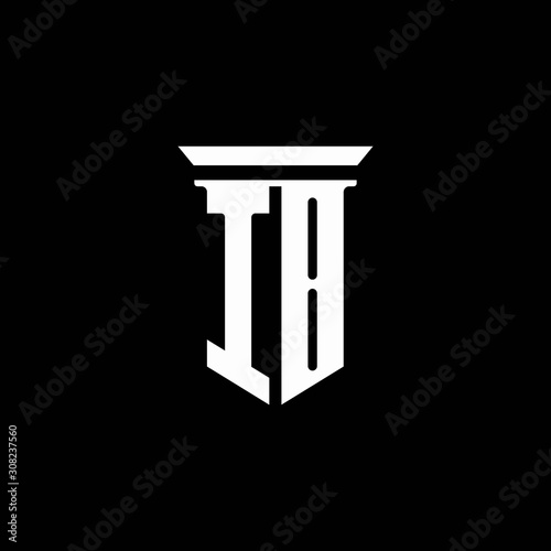 IB monogram logo with emblem style isolated on black background