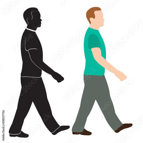 vector, isolated, silhouette of a guy walking