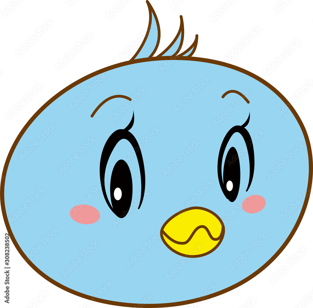 青い鳥 キャラクター レトロ オレンジ スカーフ ２頭身 動物 Stock Vector Adobe Stock