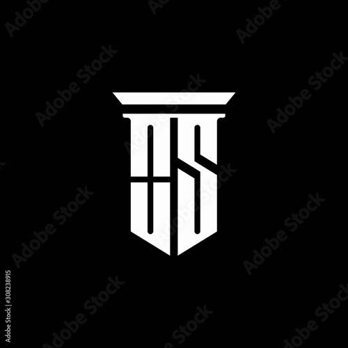 OS monogram logo with emblem style isolated on black background