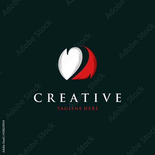 Two 2 Number Circle Modern Creative Abstract Icon Logo Design Template Element Vector