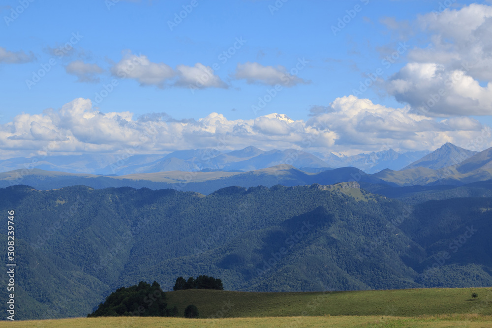 Panorama view of mountains and valley scenes in national park Dombay Panorama view of mountains and valley scenes in national park Dombay