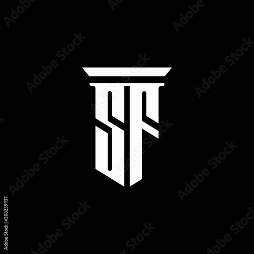 SF monogram logo with emblem style isolated on black background