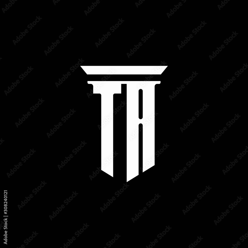 TA monogram logo with emblem style isolated on black background