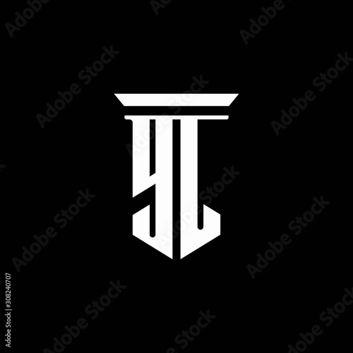 YL monogram logo with emblem style isolated on black background