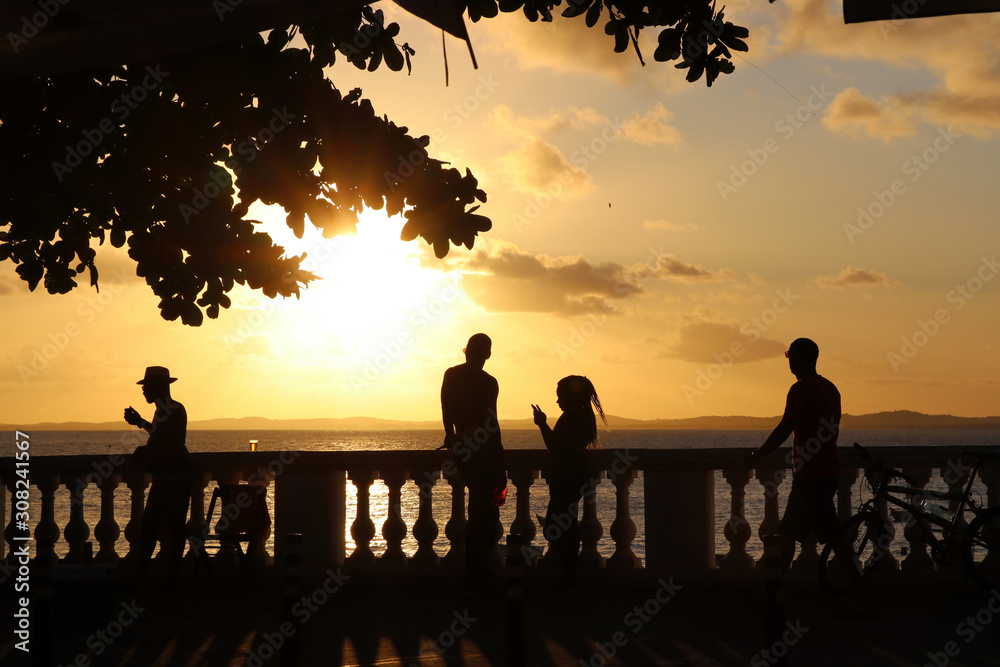 sunset with relaxed people - Salvador da Bahia, Brazil