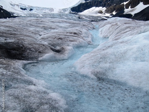 El agua corriendo en los glaciares