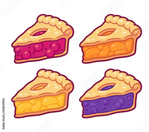 Cartoon pie slices set photo