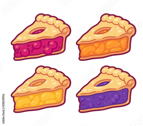 Cartoon pie slices set