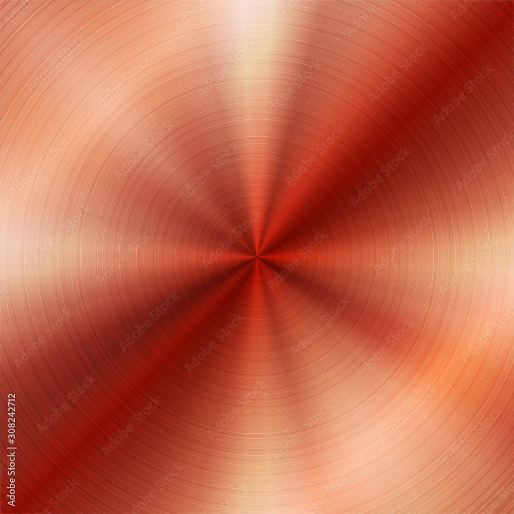 Abstract copper round gradient texture tech background. Vector design