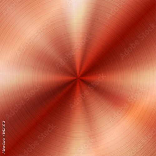 Abstract copper round gradient texture tech background. Vector design