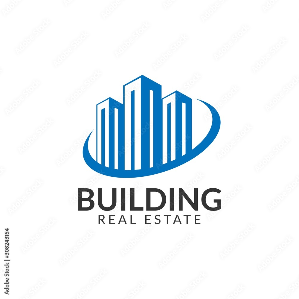 Vector logo concept for accounting or real estate company. Logo design with commercial building and chart bars. Business logo idea. Vector logo concept for accounting or real estate company. Logo design with commercial building and chart bars. Business logo idea.