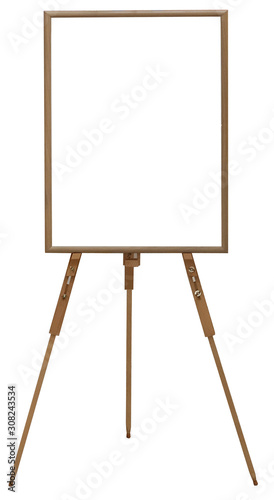 picture frame on easel advertising stand isolated on white background, Space for text. 