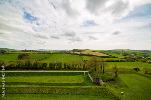 The landscape view from Carisbrooke Castle on the Isle of Wight