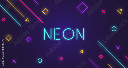 Abstract geometric neon glow background photo