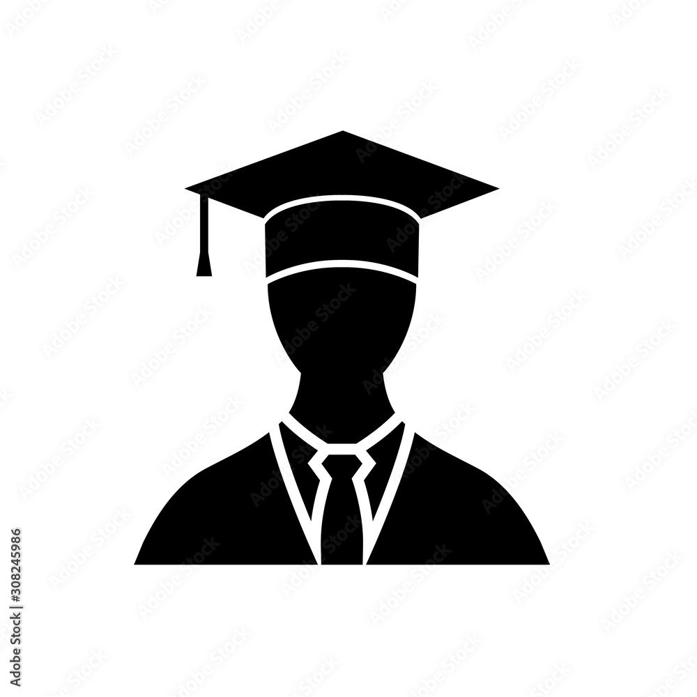 Students cap, education,University avatar, Graduate icon, logo isolated on white background.