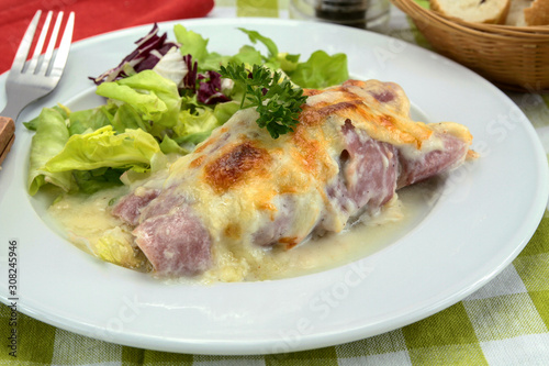 plate of endives with ham