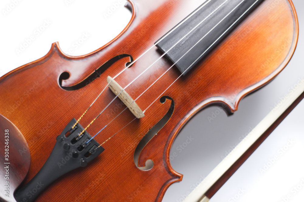 violin isolated on a white background, copy space violin isolated on a white background, copy space