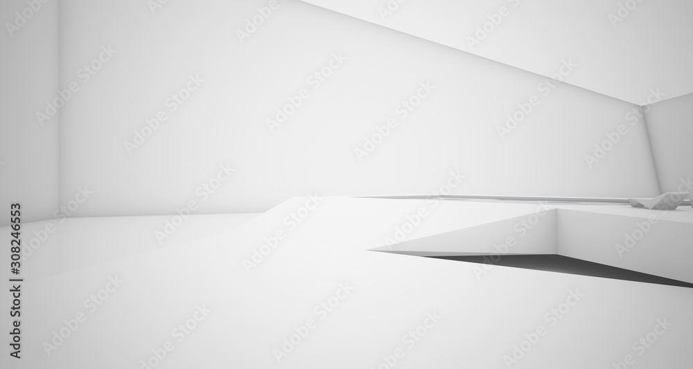 Abstract architectural white interior of a minimalist house with swimming pool. 3D illustration and rendering. Abstract architectural white interior of a minimalist house with swimming pool. 3D illustration and rendering.
