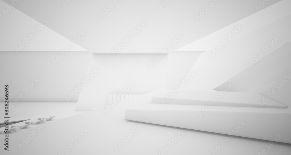Abstract architectural white interior of a minimalist house with swimming pool. 3D illustration and rendering. Abstract architectural white interior of a minimalist house with swimming pool. 3D illustration and rendering.