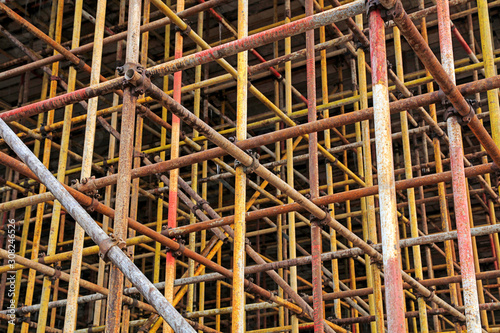 Scaffolding steel pipe at a construction site