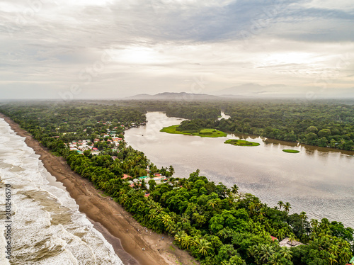 Tortuguero National Park turtle beach coast Costa Rica aerial plane view photo