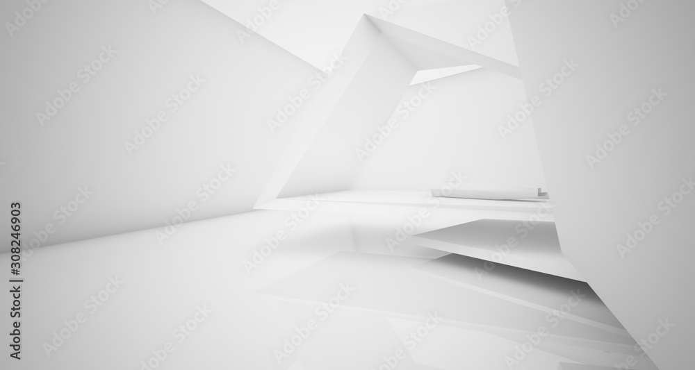 custom made wallpaper toronto digitalAbstract architectural white interior of a minimalist house with swimming pool. 3D illustration and rendering.