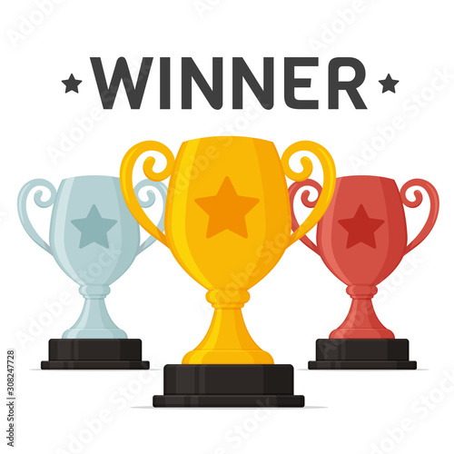 Trophy icon. The golden trophy is the achievement of the winner of the sporting event.
