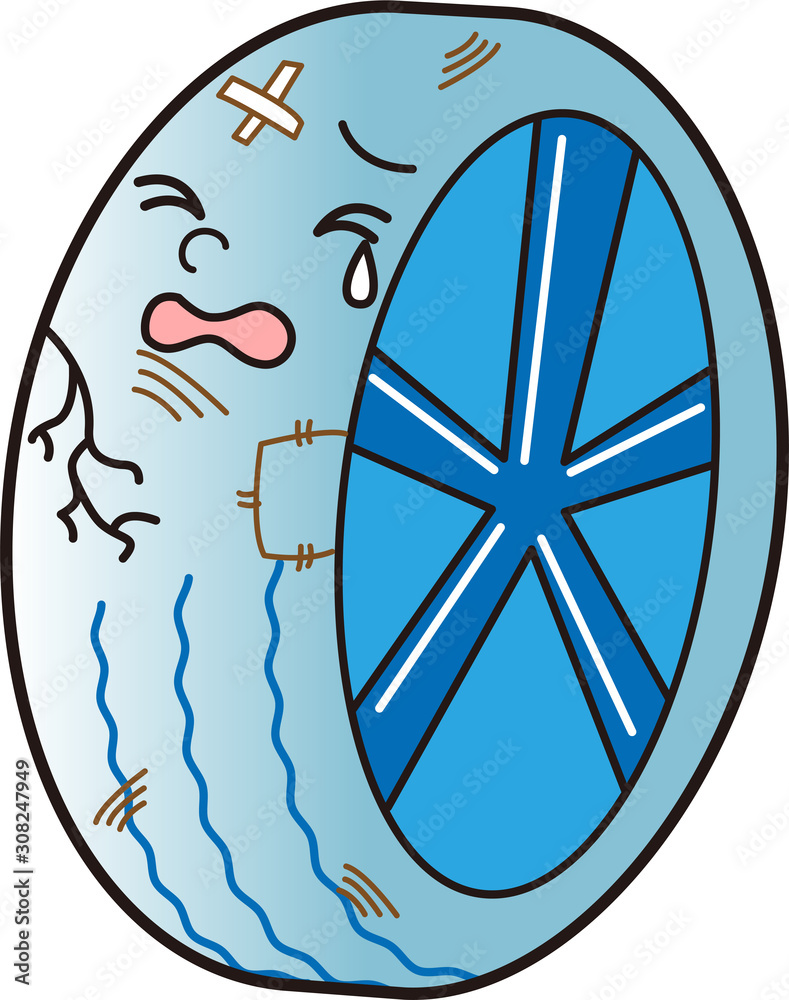 古い タイヤ ボロボロ 泣く 擬人化 キャラクター Stock Vector Adobe Stock