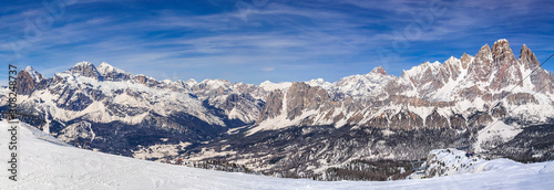 Cortina D'Ampezzo, Dolomites ski slope in winter