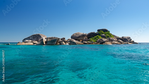 Similan islands in Thailand near by Phuket. Best place to diving, swimming. Crystal clear water, white sand.