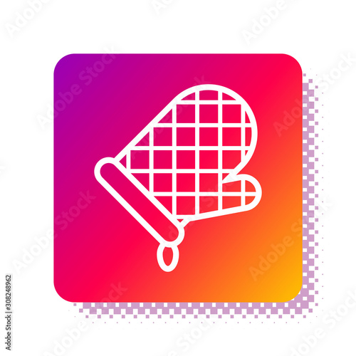 White Oven glove icon isolated on white background. Kitchen potholder sign. Cooking glove. Square color button. Vector Illustration