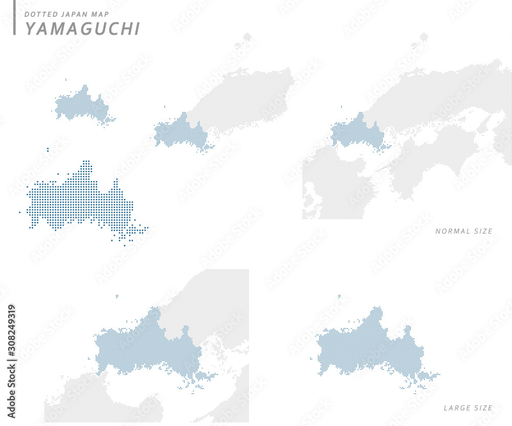 dotted Japan map, Yamaguchi